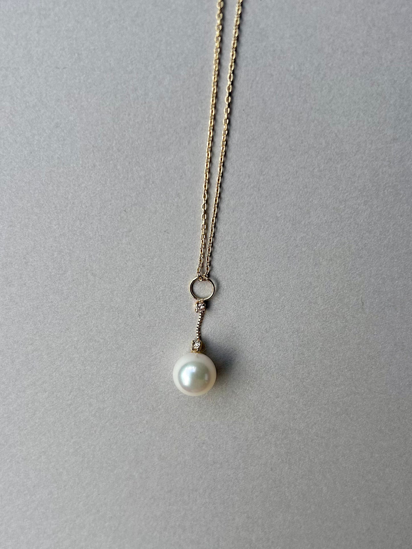 あこや真珠8mm×ダイヤモンド0.1ct ネックレス (45cm)